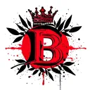 letter b in side of an olive branch circle with a crown on top  tattoo design idea