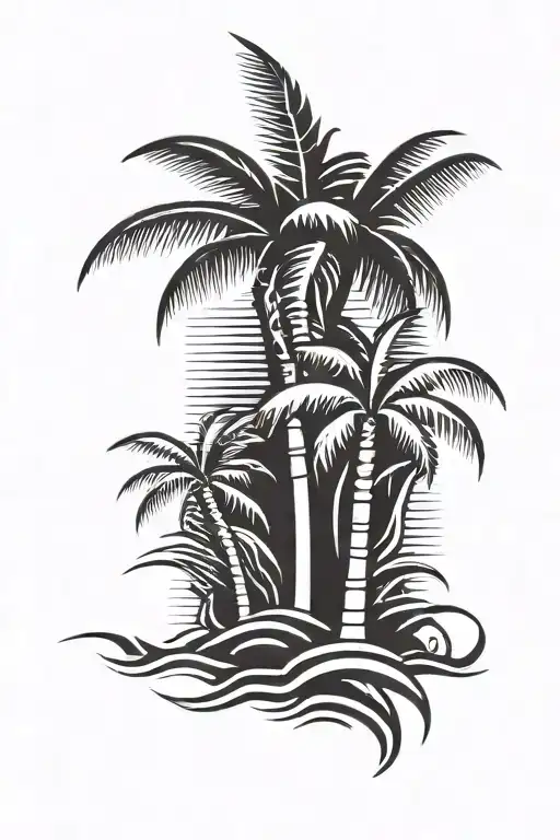 Palm tree tattoo design idea