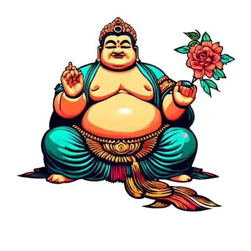 fat buddha tattoo design idea