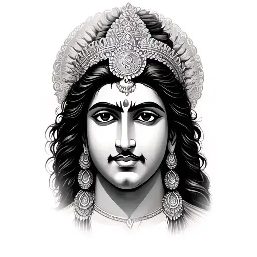 mahabharat krishna eyes looking tattoo design idea