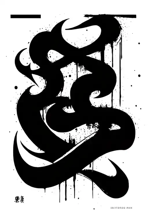 Raw Blackwork Chaotic Bold Strokes Flow Brutalist tattoo design idea