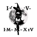 "I V - V -M M X I V" sexy witch silhouette over full moon tattoo design idea