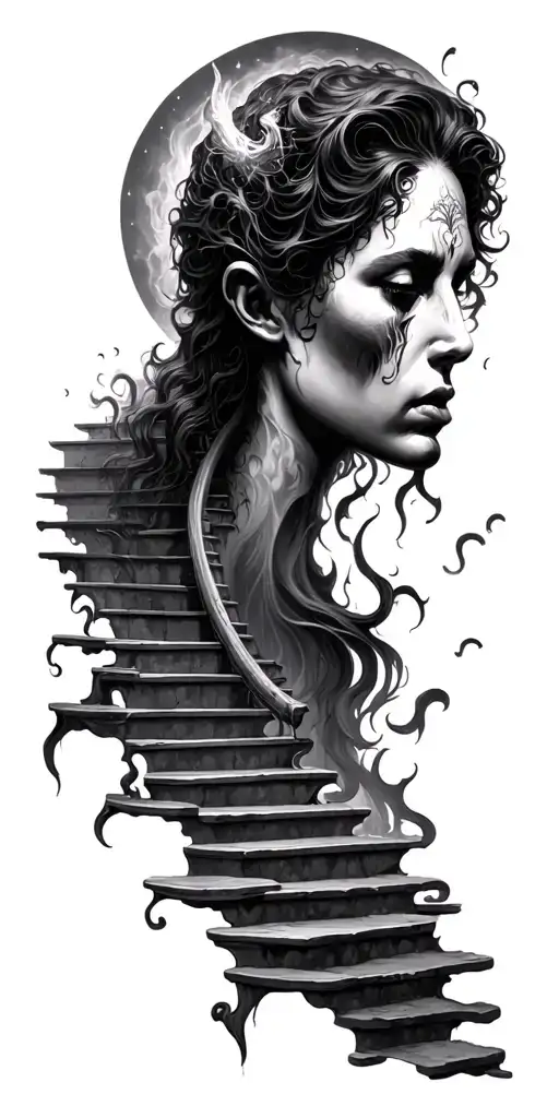 Stairway To heaven vs hell tattoo design idea