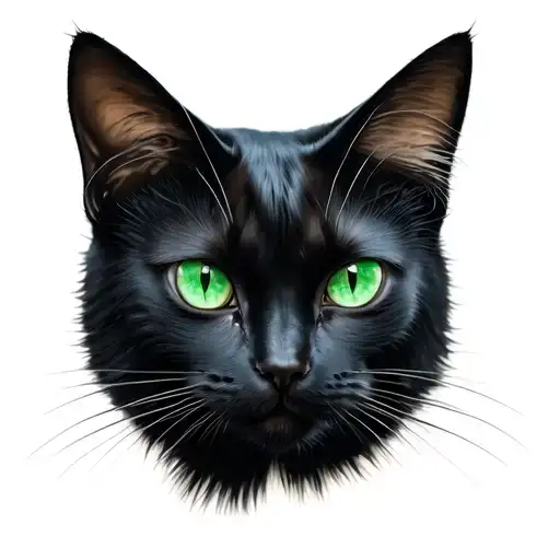 black cat ears lowered green eyes looking straight tattoo design idea