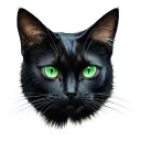 black cat ears lowered green eyes looking straight tattoo design idea