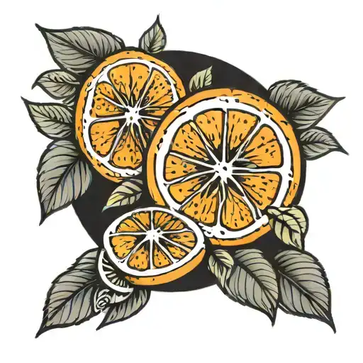 orange slices garland tattoo design idea