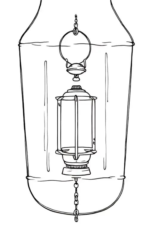 A lantern glowing in darkness tattoo design idea