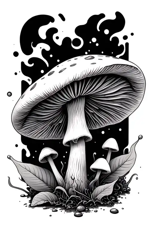 oil spill mushroom tattoo design idea