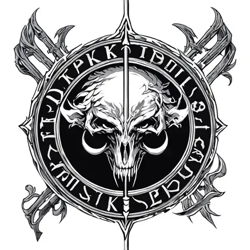 libra zodiac sign and darksiders logo incorporated tattoo design idea