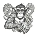 monkey holding tattoo design idea