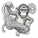 monkey holding tattoo design idea