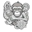 monkey holding tattoo design idea