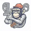 monkey holding tattoo design idea