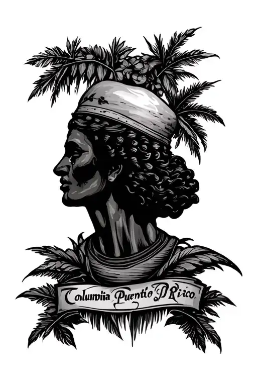 Columbia and Puerto Rico linear tattoo design tattoo design idea