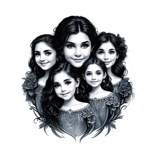 family of 5 tattoo design idea