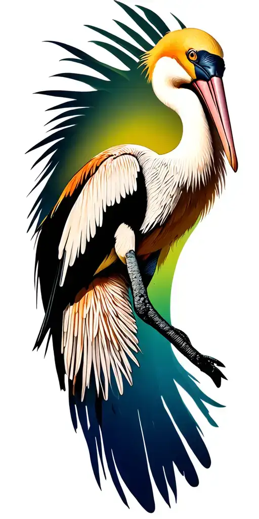 the city of Brisbane Australia with ibis birds  tattoo design idea