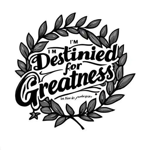 "I'M DESTINED FOR GREATNESS" LAUREL WREATH WITH WORDS IN CIRCLE tattoo design idea