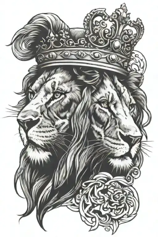 Lion with crown and cross in eye tattoo design idea