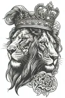 Lion with crown and cross in eye tattoo design idea