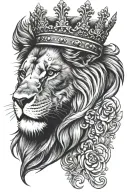 Lion with crown and cross in eye tattoo design idea