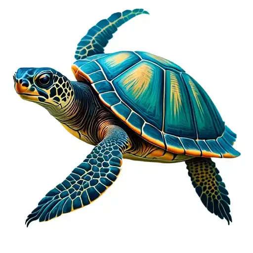 shellback turtle swimming tattoo design idea