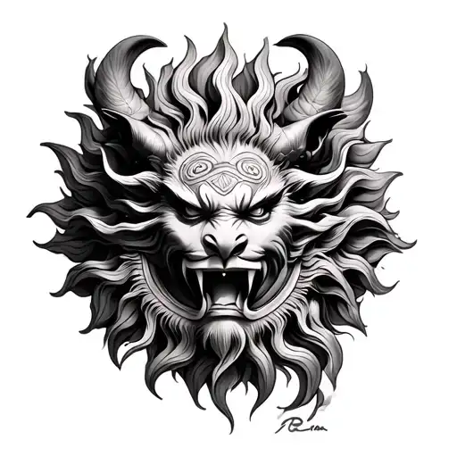 rahu eating the sun tattoo design idea