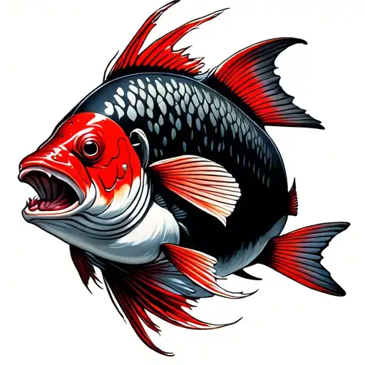 big fish red tattoo design idea