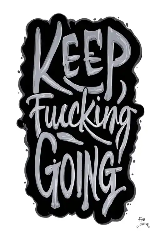 "Keep fucking Going" water flowing tattoo design idea