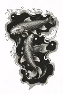 koi fish swimming upstream tattoo design idea