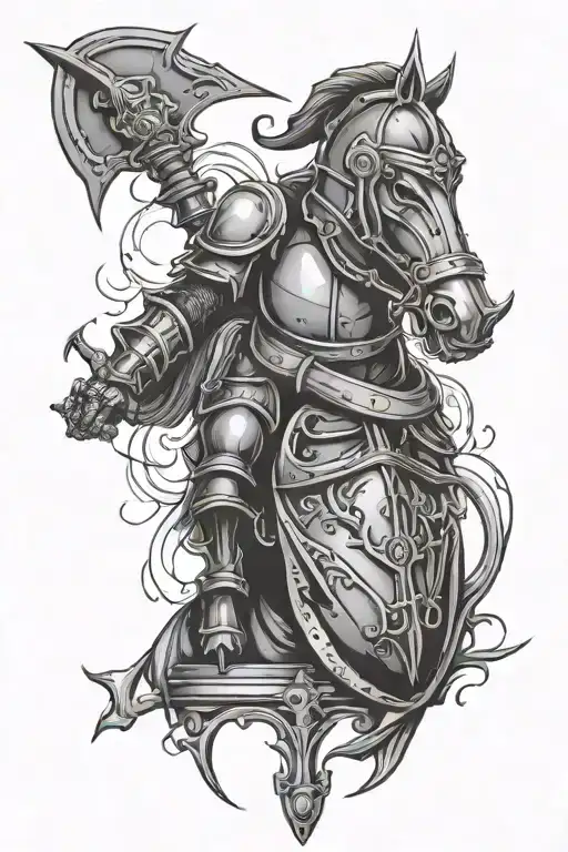 knight chess piece evil tattoo design idea