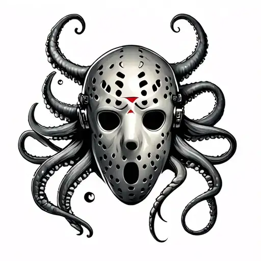 Cthulhu and hockey mask adorned tattoo design idea