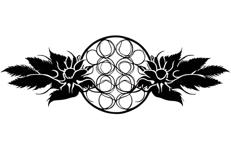 flower of life and tree of life symbol intertwined tattoo design idea