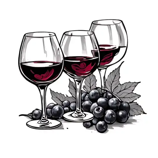 3 person tattoo design featuring wine and wine glasses tattoo design idea