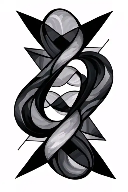 abstract triangles and shapes curves tattoo design idea