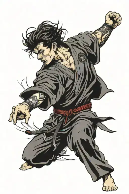 Shinkyokushinkai karate black belt punching tattoo design idea