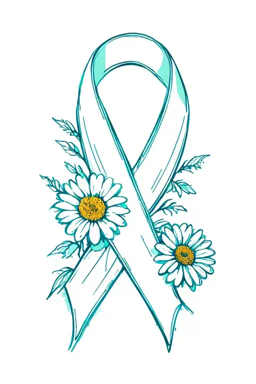 ovarian cancer ribbon and daisies tattoo design idea