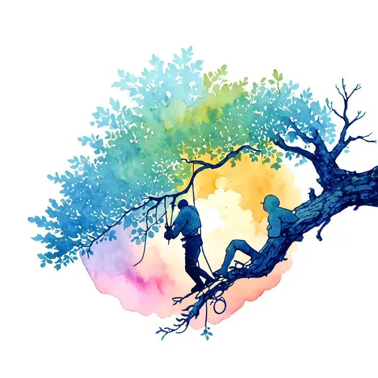 rip dad tree climber tattoo design idea