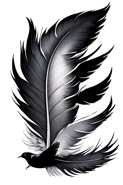feather with birds flying towards tattoo design idea