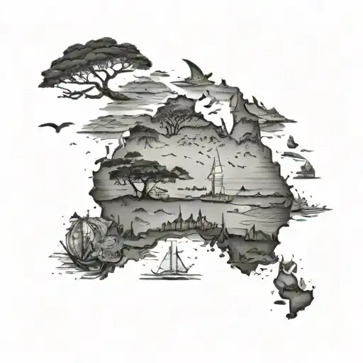 travel sea africa australia tattoo design idea