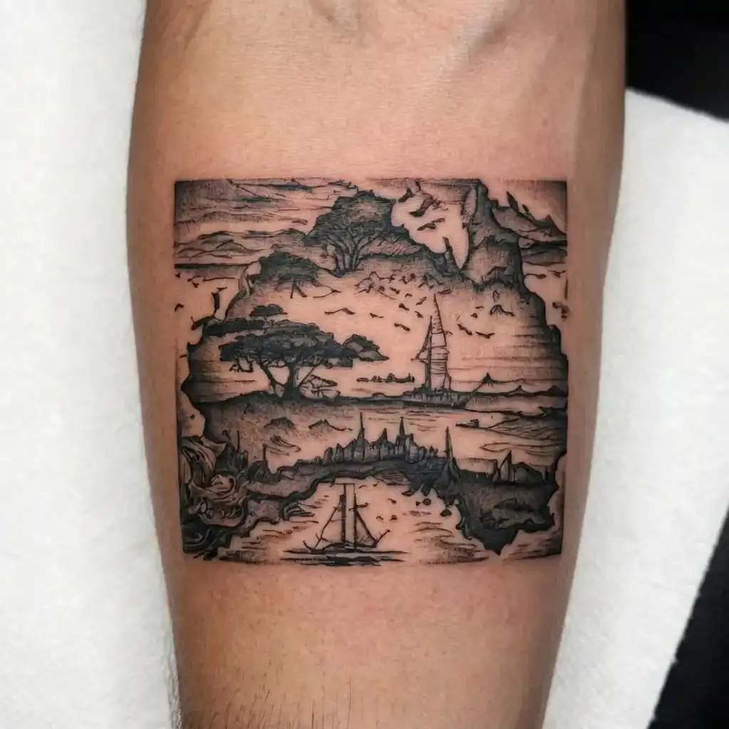 travel sea africa australia tattoo design idea