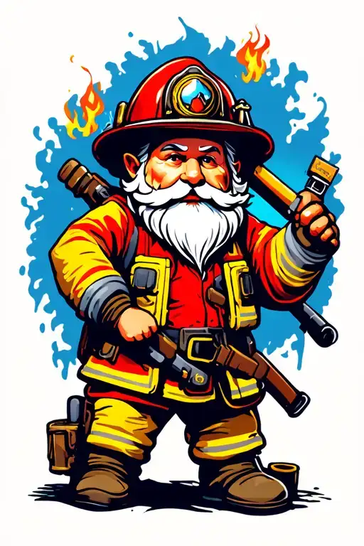 gnome firefighter tattoo design idea