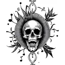 a tattoo that mixes religion, music  tattoo design idea