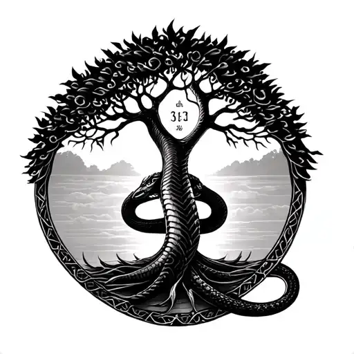 Tree Of Life with john 3:16 on it one cobra tattoo design idea