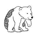 bear side outline with paisleys inside, minimalistic with a lot of white space. tattoo design idea