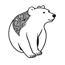 bear side outline with paisleys inside, minimalistic with a lot of white space. tattoo design idea
