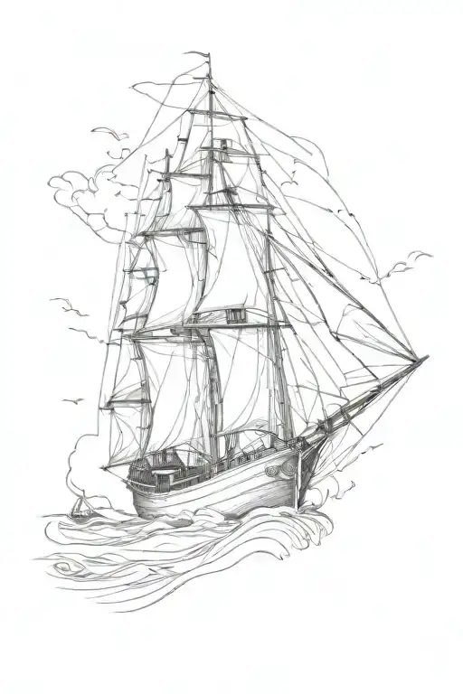 sailing boat tattoo design idea