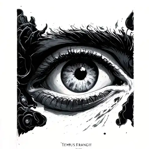 Eyes of Netflix Sandman series Sandman + Phrase Tempus Frangit tattoo design idea
