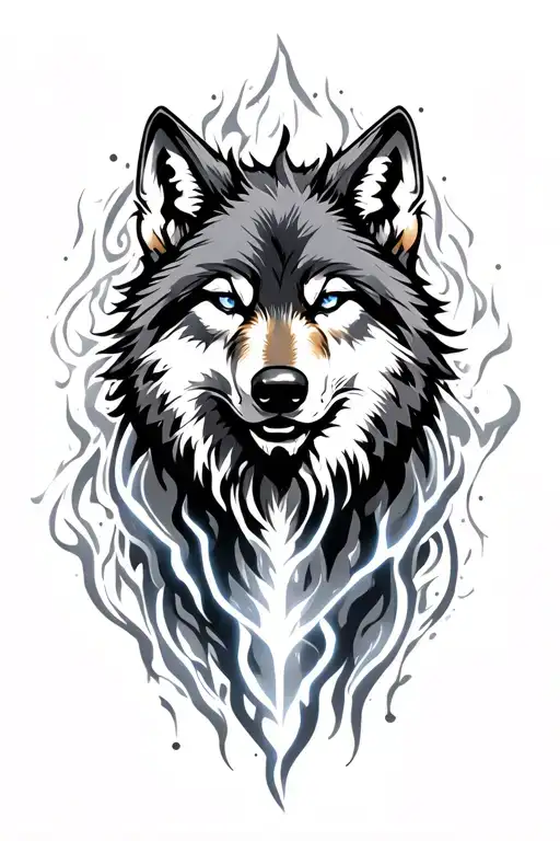 electric wolf tattoo design idea