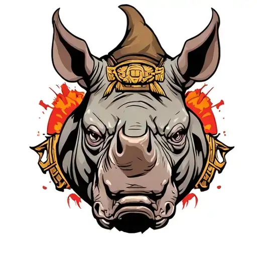 rhino head soldier agressiv tattoo design idea