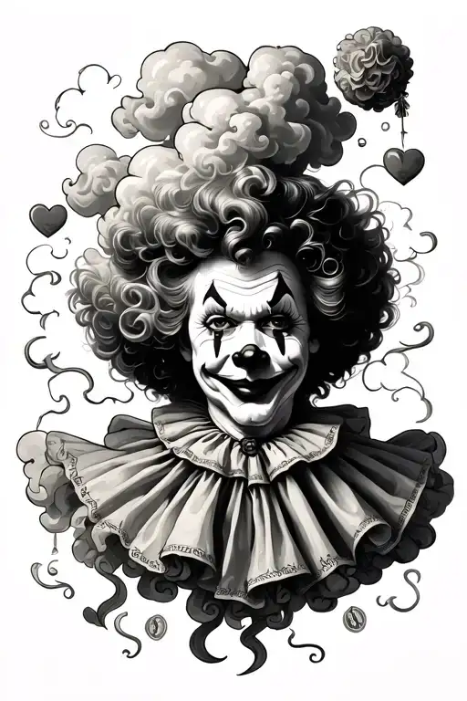 money dark love clouds clown tattoo design idea